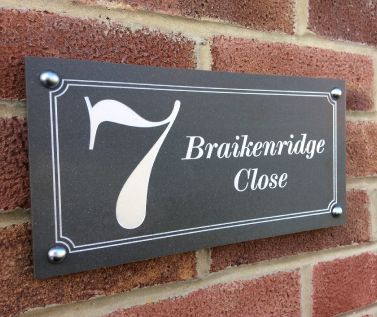 An image of Slate Effect House Sign - 300mm x 200mm (A4)