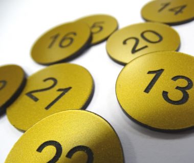 An image of Matte Brass Effect Table Numbers - 30mm