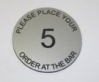 Aluminium effect table number - order at the bar