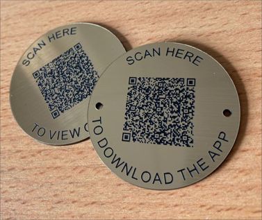 An image of Brushed Brass Effect QR Code Table Discs - 50mm