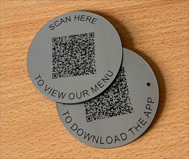 An image of Steel Effect QR Code Table Discs - 50mm