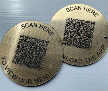 Product Image for Brushed Brass Effect QR Code Table Discs - 70mm