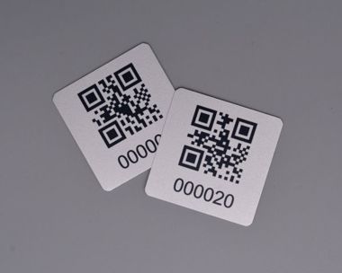 An image of Aluminium Dye Sub QR Code Labels 50mm x 50mm
