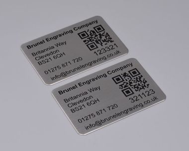 An image of Etched St/Steel QR Code Labels 50mm x 25mm