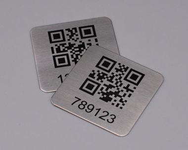 An image of Etched St/Steel QR Code Labels 85mm x 85mm