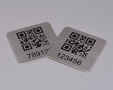 An image of Etched St/Steel QR Code Labels 50mm x 50mm