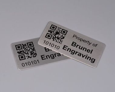 An image of Etched St/Steel QR Code Labels 75mm x 50mm