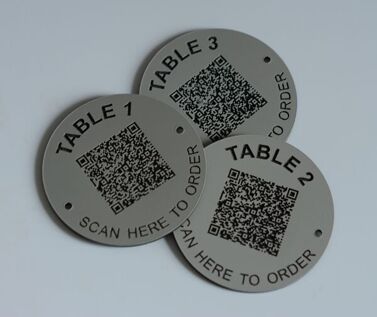 An image of Aluminium Effect QR Code Table Numbers - 50mm