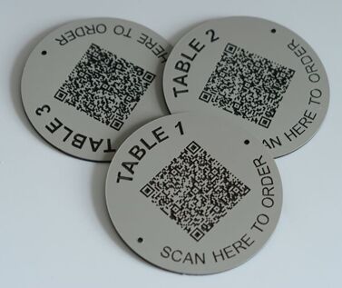 An image of Aluminium Effect QR Code Table Numbers - 70mm