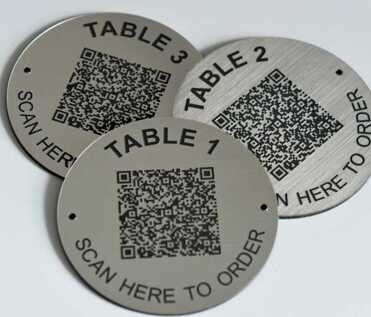 An image of Steel Effect QR Code Table Numbers - 50mm