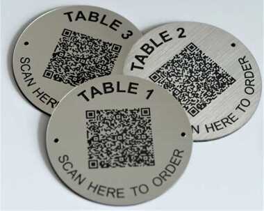 An image of Steel Effect QR Code Table Numbers - 70mm
