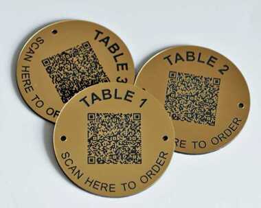 Product Image for Brushed Brass Effect QR Code Table Numbers - 70mm
