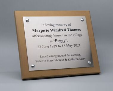 An image of Lasered Stainless Steel Memorial Wall Plaque - 400mm x 300mm (A3)