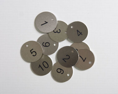An image of Stainless Steel Valve and Tag Labels - 30mm Diameter