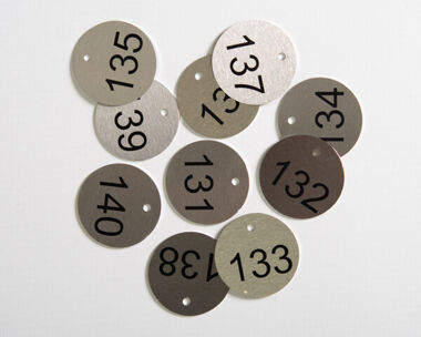 An image of Stainless Steel Valve and Tag Labels - 40mm Diameter