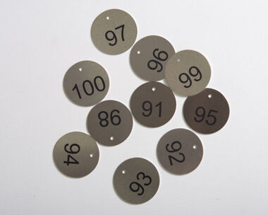 An image of Stainless Steel Valve and Tag Labels - 50mm Diameter