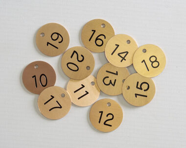 An image of Brass Valve and Tag Labels - 30mm Diameter