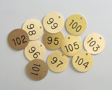 An image of Brass Valve and Tag Labels - 40mm Diameter