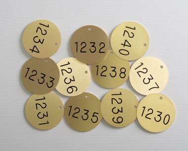 An image of Brass Valve and Tag Labels - 50mm Diameter