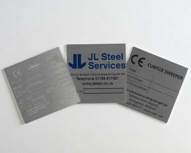 Product Image for Etched Stainless Steel Labels 85mm x 85mm