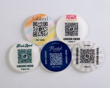 An image of Acrylic QR Code Table Labels - 70mm