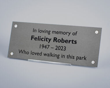 An image of Lasered Stainless Steel Memorial Bench Plaque