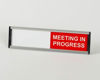 Product Image for Meeting In Progress Sign - Colour Coded with Slider - 200mm x 42mm