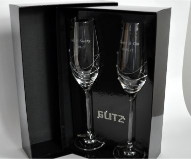 Engraved Champagne Flutes - Dartington Glitz (Pairs)