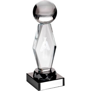 Black/Clear Glass Cricket Tower Trophy JR6-TD726
