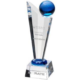 Clear and Blue Glass Globe Award JB2030