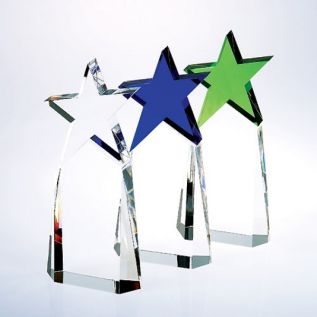 Engraved Crystal Blue Star Awards C-9304