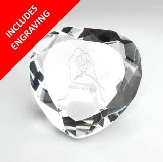 Glass Heart Shaped Paperweight