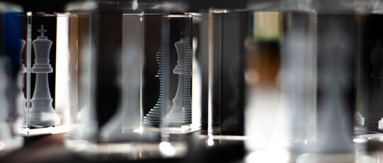 3D Laser engraved chess pieces