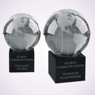 An image of Smoked Globe Award on Black Crystal Base - 5"