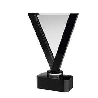 An image of Clear & Black Crystal V-Shaped Award - 9"
