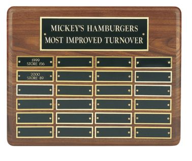 An image of American Walnut Plaque with Header & 24 x Brass Plates