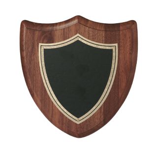 An image of American Walnut Shield with Black-Coated Brass Plate