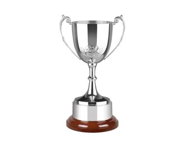 Product Image for 'English Rose' Silver Sports Cup on Mahogany Base - 17"