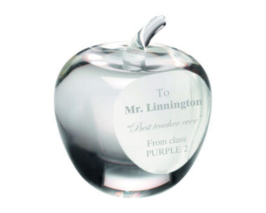 Product Image for Engraved Clear Glass "Apple" Paperweight