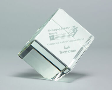 An image of Personalised 3D Glass Cube Paperweight