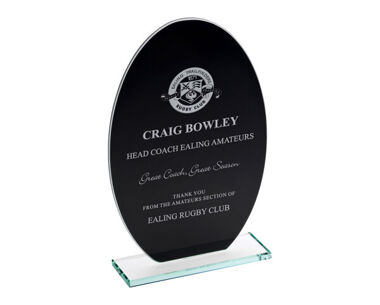 An image of Black-Backed Oval Glass Award - 165mm
