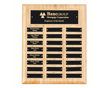 An image of Bamboo Plaque with Header & 24 x Brass Plates