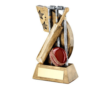 An image of Gold & Silver Effect Cricket Trophy - 108mm