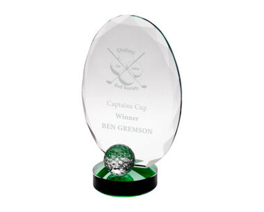 An image of Clear & Green Glass Golf Award - 235mm