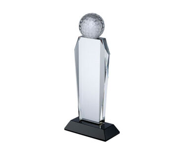 An image of Glass Column Award with 3D Golf Ball - 7.75"