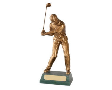 An image of Male Golfer 'Mid Swing' in Antique Gold - 11"