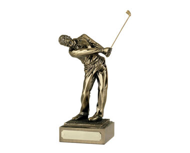 An image of Male Golfer 'Follow Through' in Light Bronze - 10"