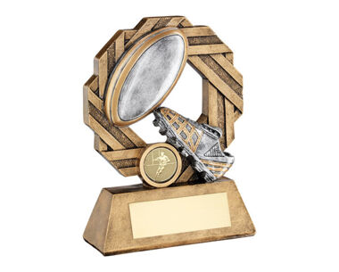 An image of Rugby Trophy with Ribbon Wreath - 165mm