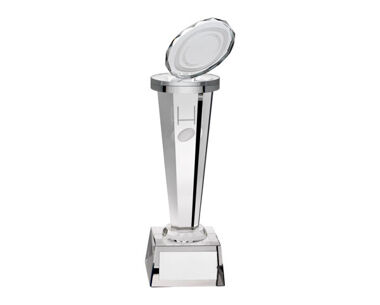Product Image for Clear & Black Tower Trophy with Rugby Ball