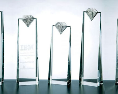 Product Image for Crystal Pillar Award with Metal Diamond